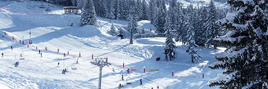 vue aérienne sur une piste de ski et une remontée mécanique