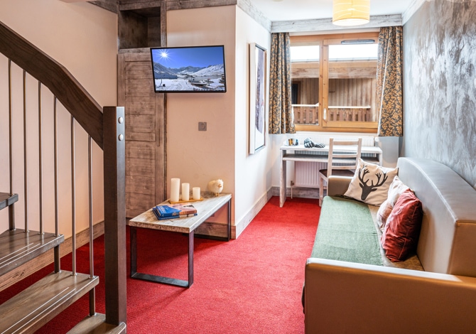 Suite Mezzanine 4 Personnes (2 adultes + 2 enfants) avec demi-pension - Hôtel Aiguille Percée 3* - Tignes 2100 Le Lac