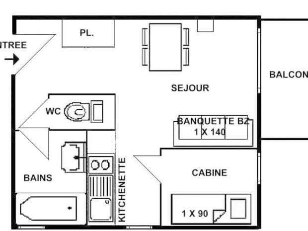 studio cabine 21 m², orienté OUEST, classé 2** - Les Saisies