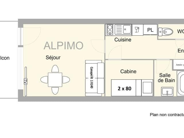 Studio cabine pour 4 personnes avec balcon exposé sud, au cœur des Saisies FR-1-594-108 - Les Saisies