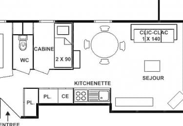 Deux pièces cabine 35 m², orienté SUD EST - Les Saisies