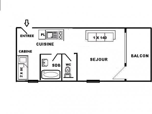 Studio alcove 29 m² orienté SUD - Les Saisies