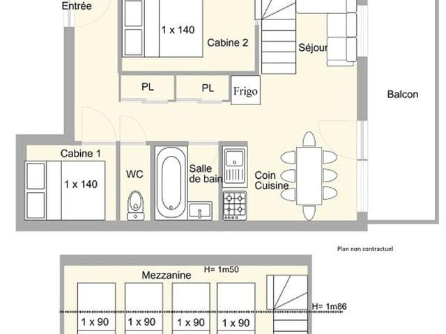 Spacieux studio en duplex aux Saisies, 8 pers, plein sud, ski arrivéé et départ aux pieds FR-1-594-3 - Les Saisies