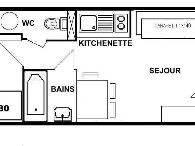 Studio cabine 22 m², orienté SUD - Les Saisies