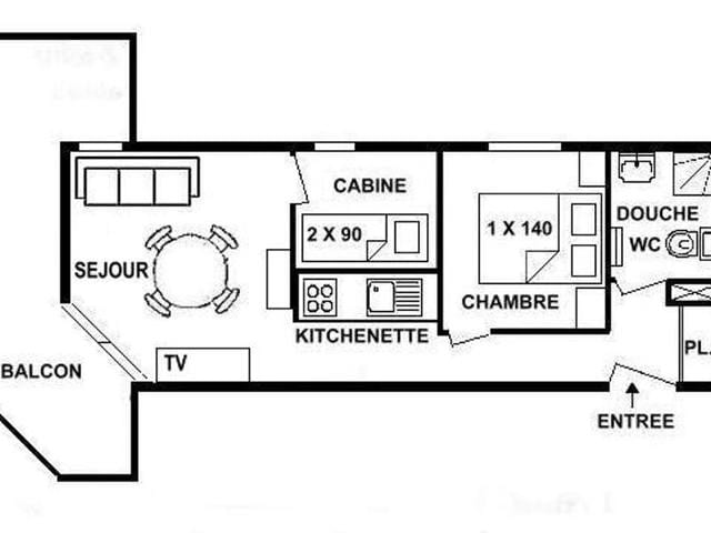 Appartement RDC - 4 pers - 2 Pièces + Cabine - Proche ESF - Est avec Balcon FR-1-594-320 - Les Saisies